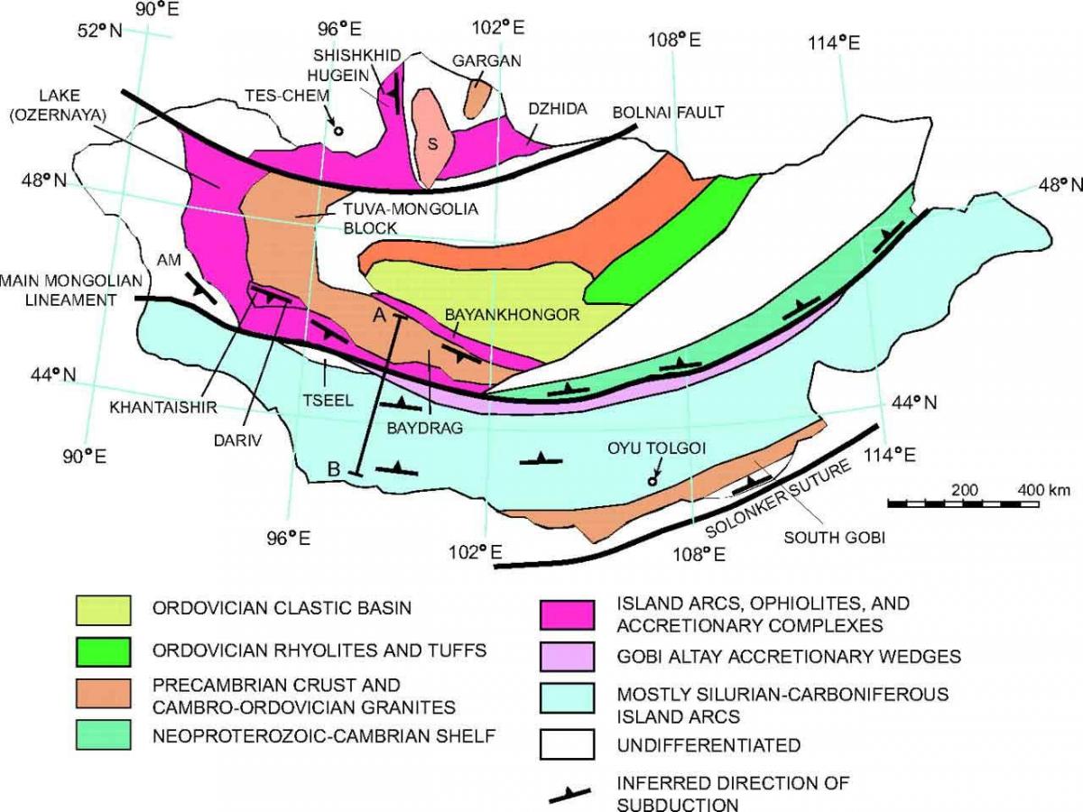 kart Geoloji xəritəsi Monqolustan