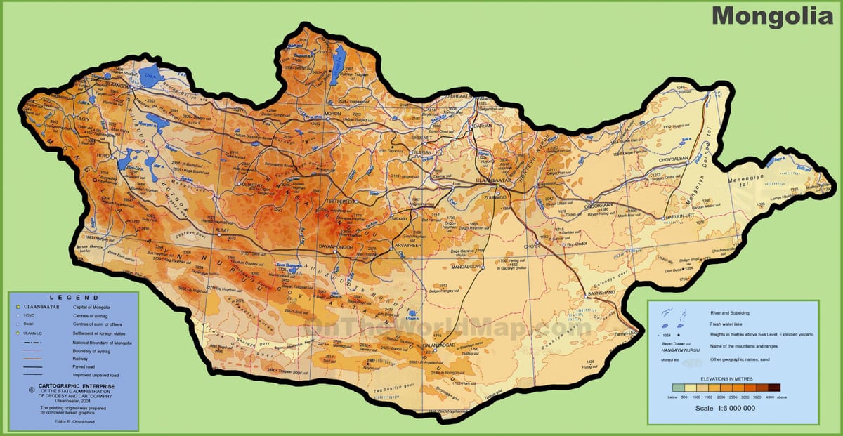 Monqolustan yer xəritəsi 