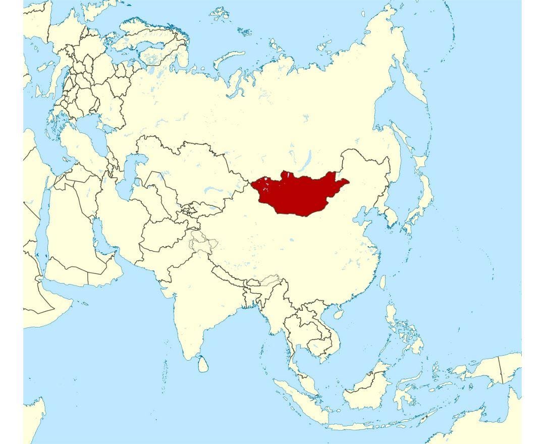 yeri Monqolustan dünya xəritəsində