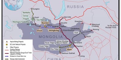 Монгольская dəmir yolu xəritəsi